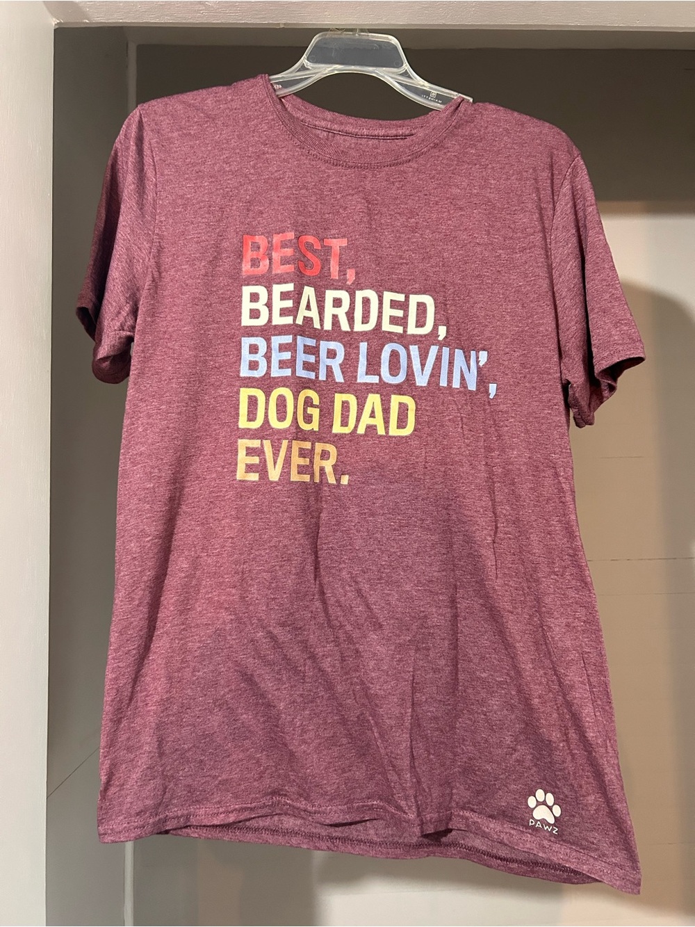 PAWZ Maroon 'Dog Dad' Graphic Tee with Multicolor Text